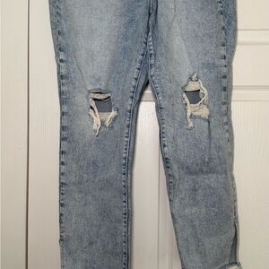 Old Navy Light Blue Distressed Straight Leg Pants